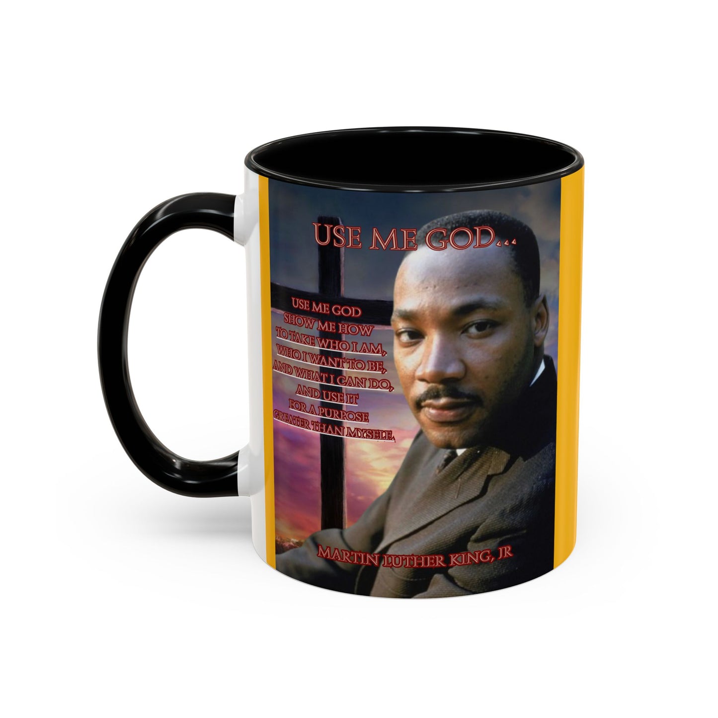 Use Me God, MLK Jr Yellow Accent Mug by theGreenDragonTavern.shop