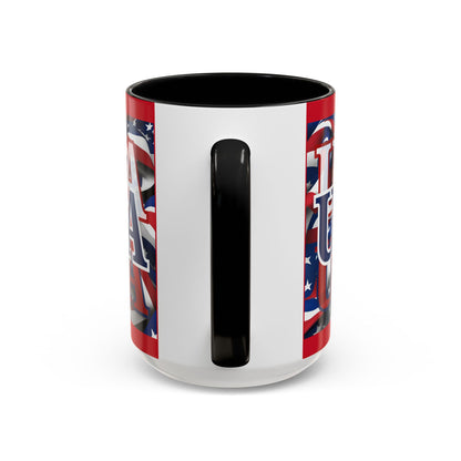 USA Blue font Center Patriot Red Accent Mug by theGreenDragonTavern.shop