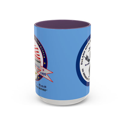 DNASM 2-sided, Founding & Student Art w/Navy Ring Light Blue Accent Mug by theGreenDragonTavern.shop