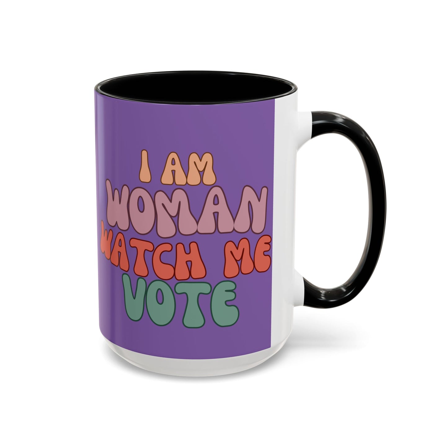 I Am Woman Watch Me Vote Purple Accent Mug by theGreenDragonTavern.shop