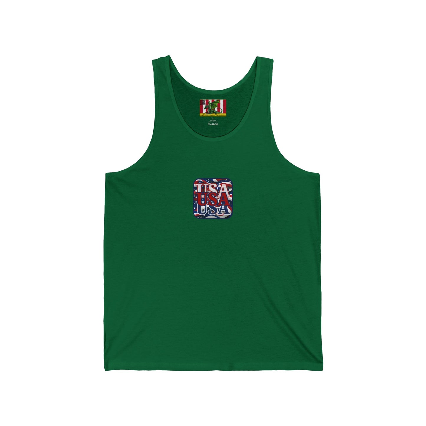 2-sided, RED White and Blue USA Patriot Unisex Jersey Tank Top by theGreenDragonTavern.shop