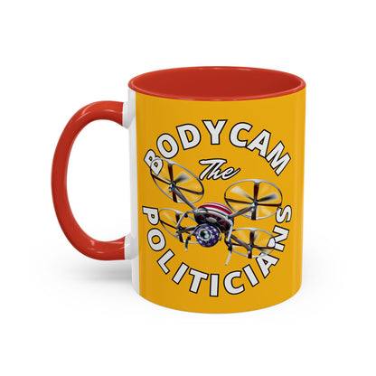 Bodycam the Politicians Drone Yellow Accent Mug by theGreenDragonTavern.shop