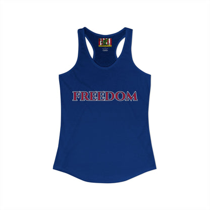 Freedom, Red font Woman's Racerback Tank Top by theGreenDragonTavern.shop