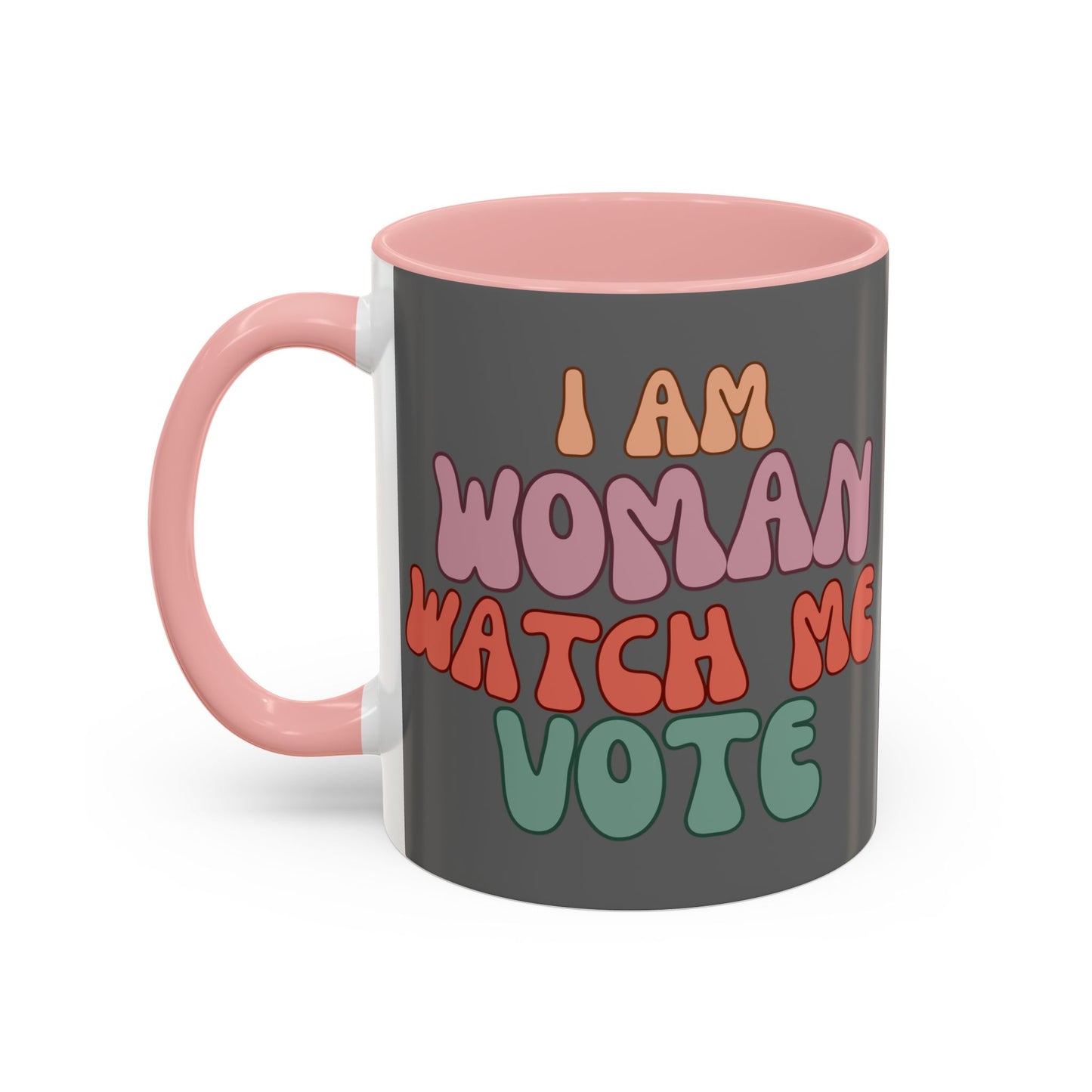 I Am Woman Watch Me Vote Grey Accent Mug by theGreenDragonTavern.shop