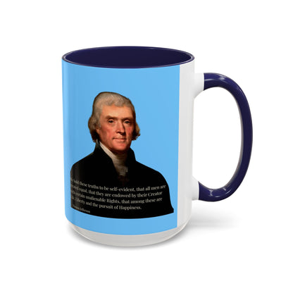 We hold these truths to be self-evident Light Blue Accent Mug by theGreenDragonTavern.shop