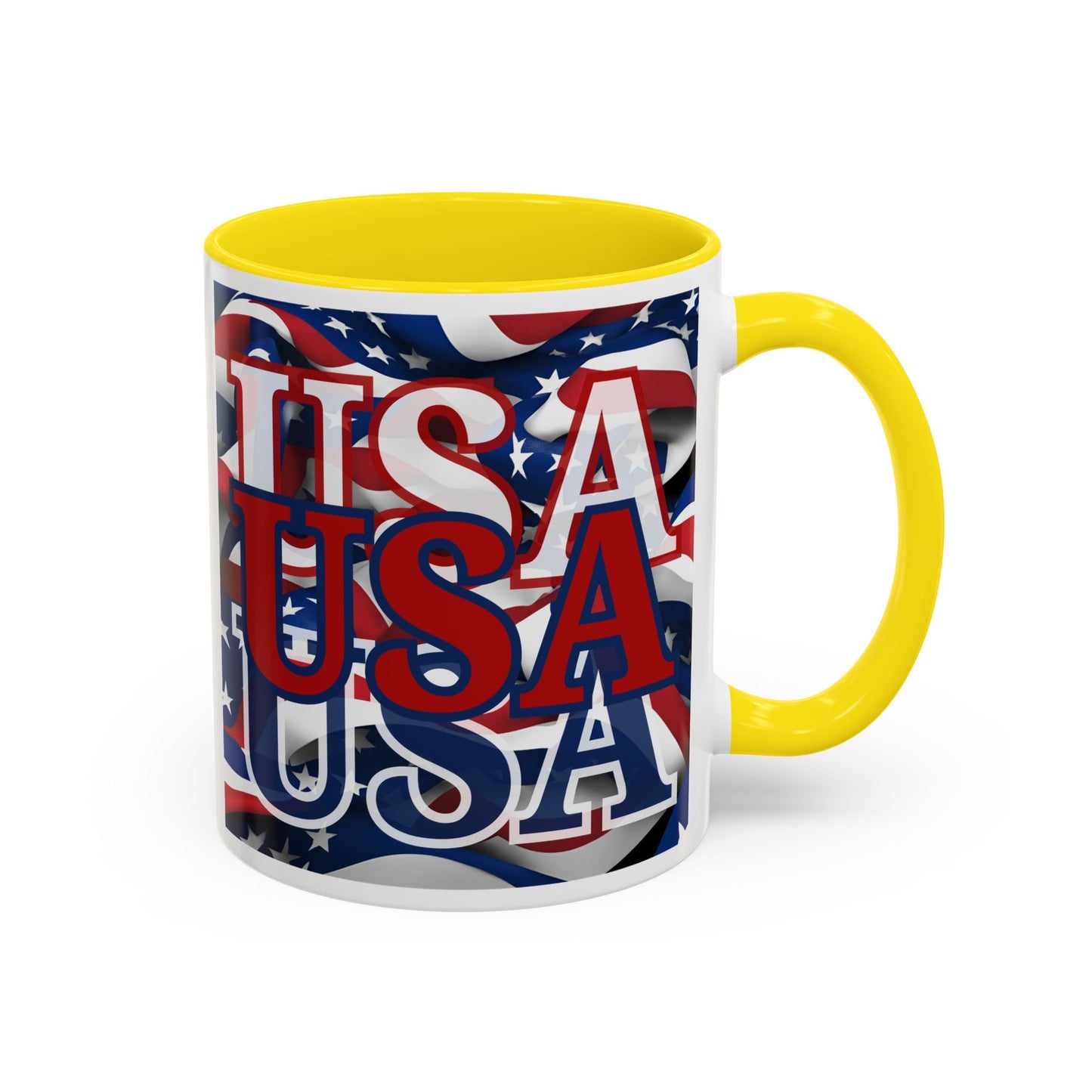 USA Red font Center Patriot White Accent Mug by theGreenDragonTavern.shop