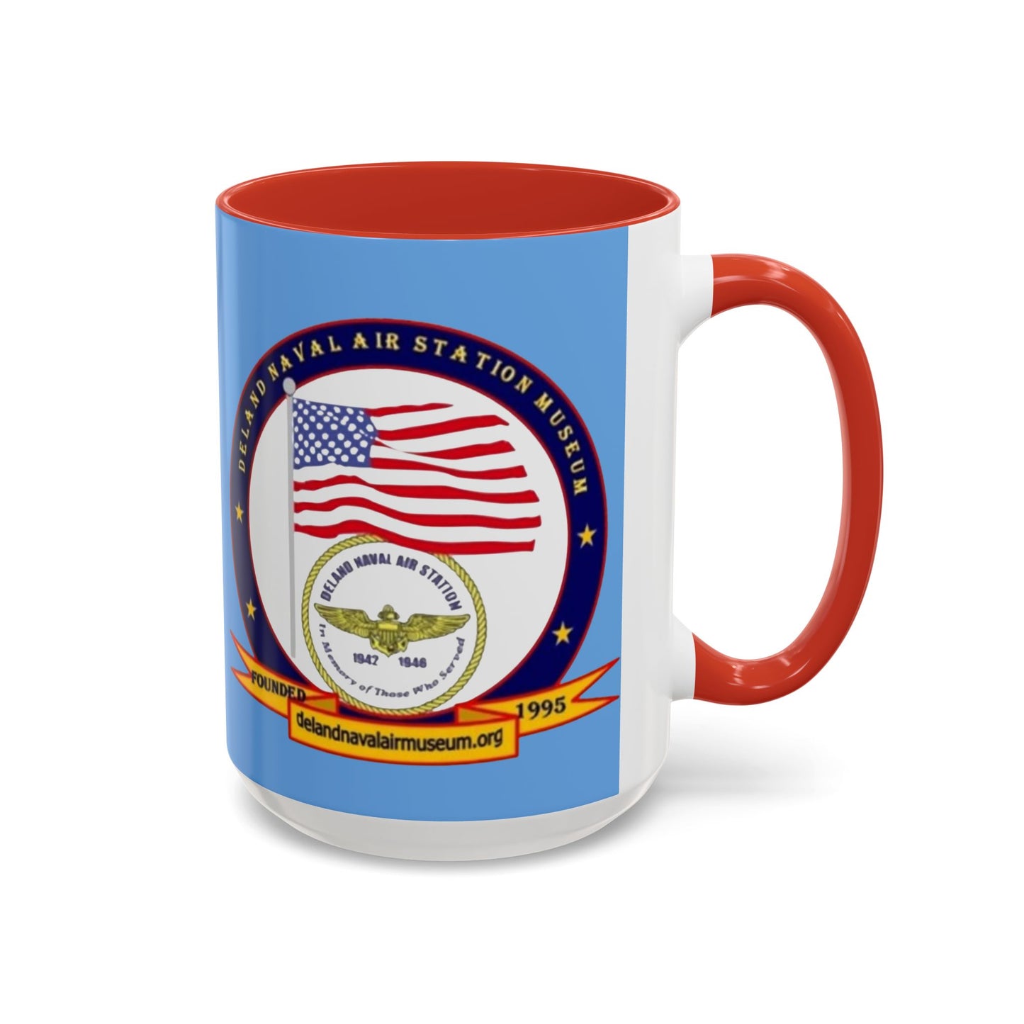 DeLand Naval Air Station Museum Light Blue Accent Mug by theGreenDragonTavern.shop