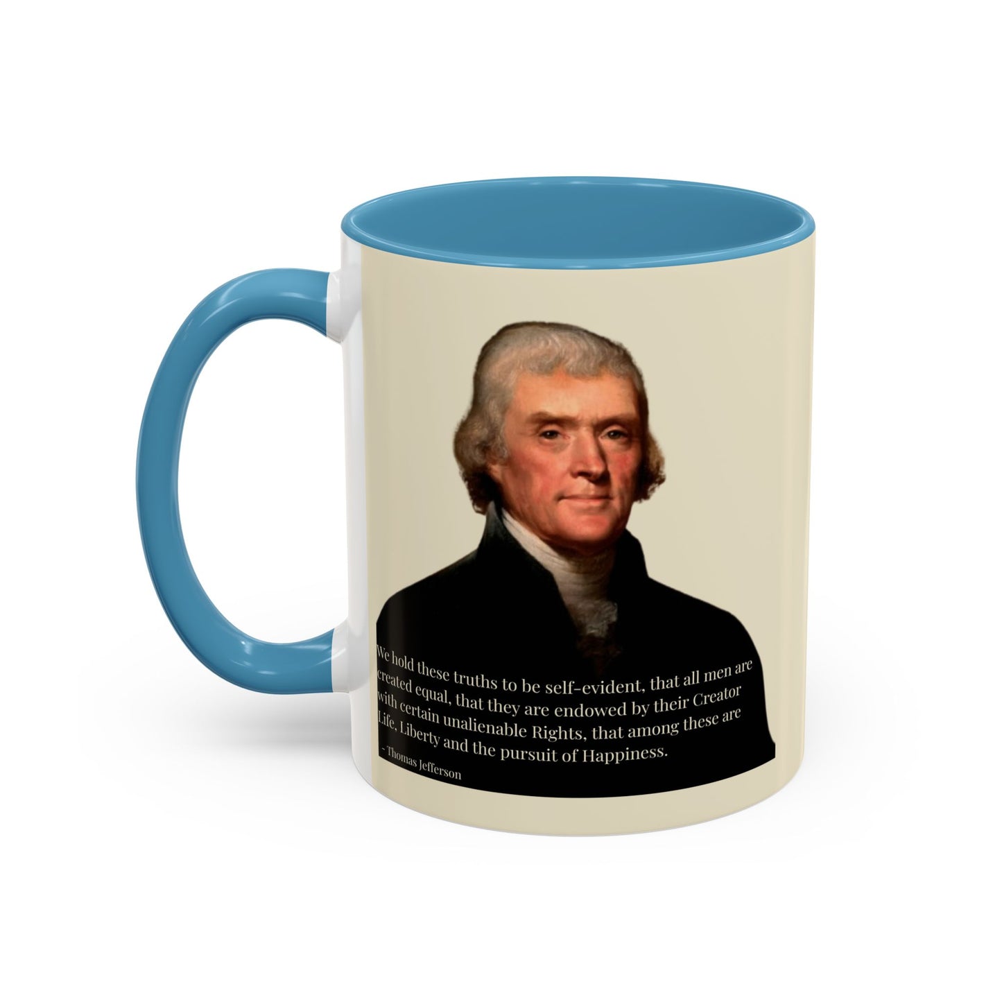 We hold these truths to be self-evident Parchment Yellow Accent Mug by theGreenDragonTavern.shop
