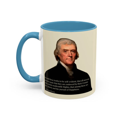 We hold these truths to be self-evident Parchment Yellow Accent Mug by theGreenDragonTavern.shop
