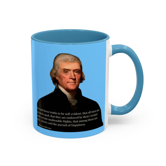 We hold these truths to be self-evident Light Blue Accent Mug by theGreenDragonTavern.shop