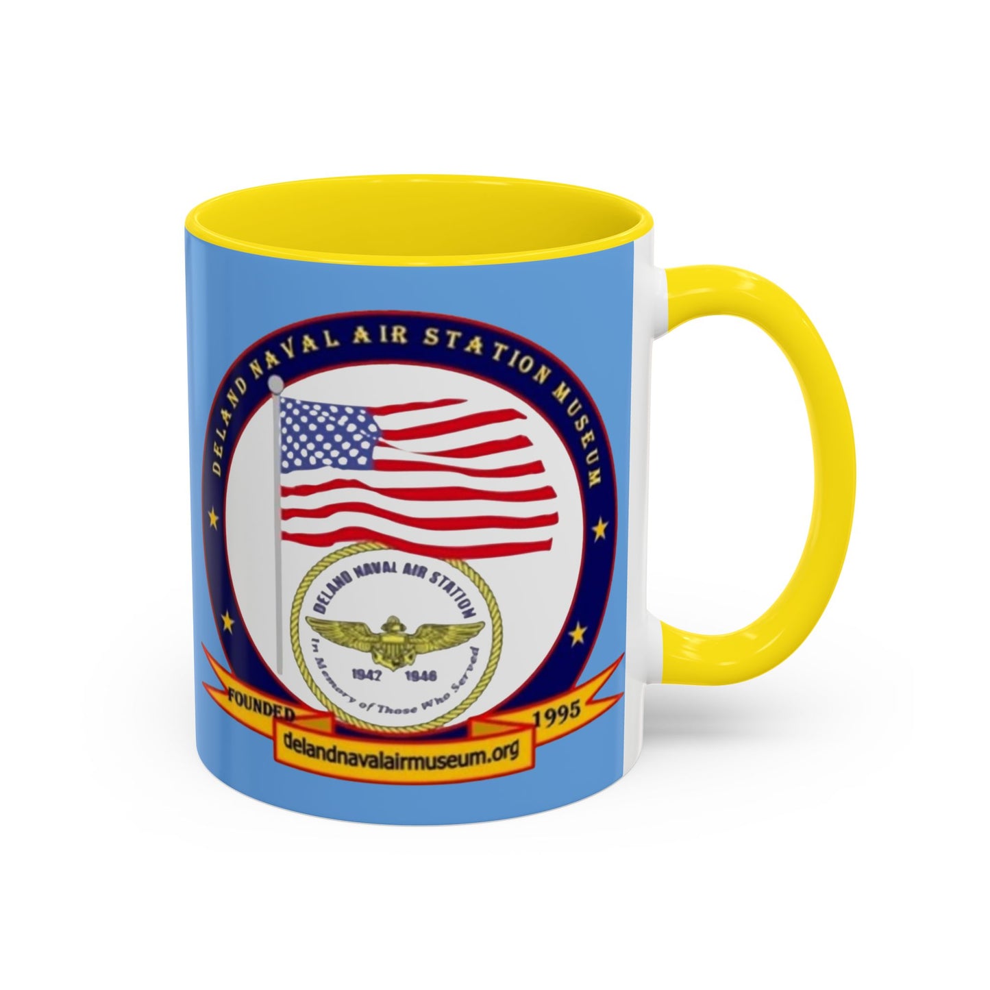 DeLand Naval Air Station Museum Light Blue Accent Mug by theGreenDragonTavern.shop