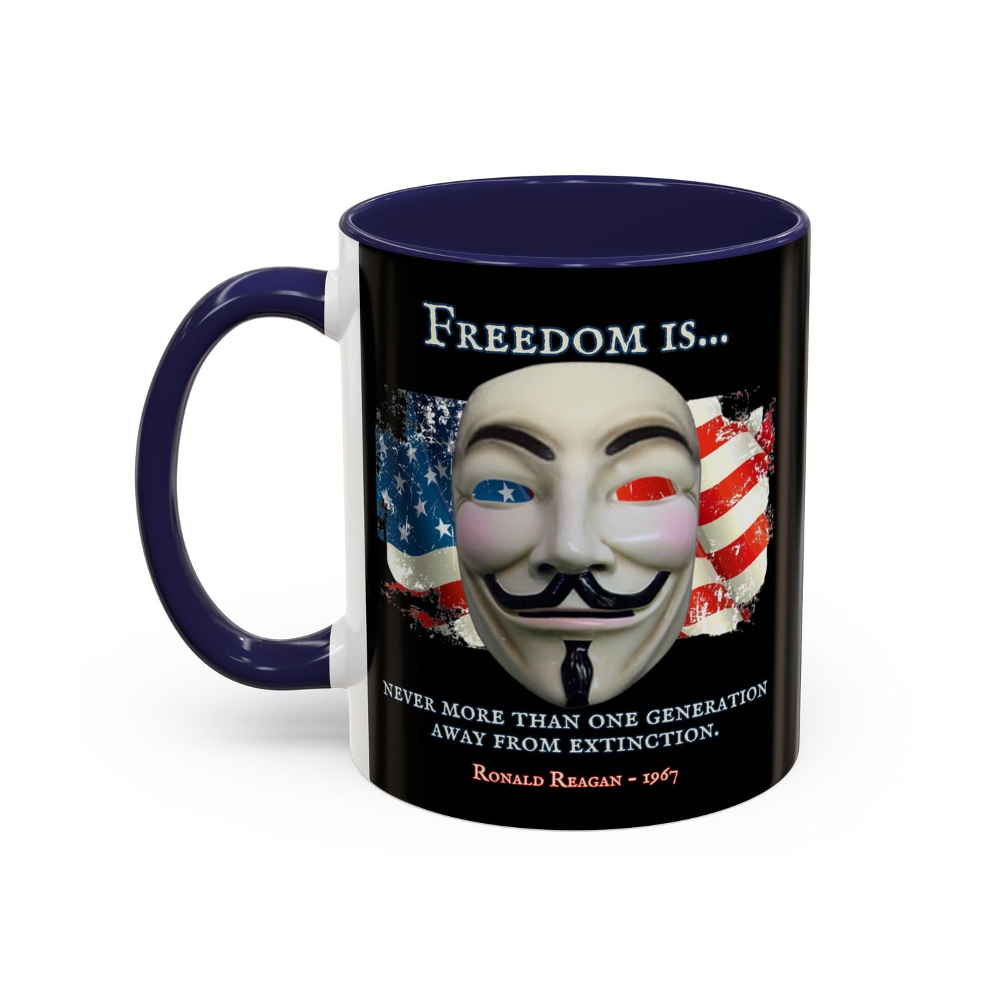 Ronald Reagan Freedom Vendetta Black Accent Mug by theGreenDragonTavern.shop
