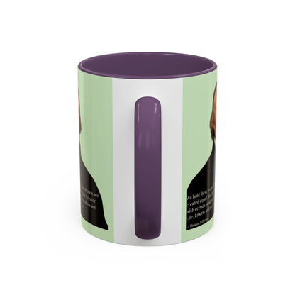 We hold these truths to be self-evident Light Green Accent Mug by theGreenDragonTavern.shop