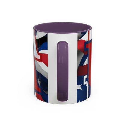 USA! USA! USA Red font Patriot Blue Accent Mug by theGreenDragonTavern.shop