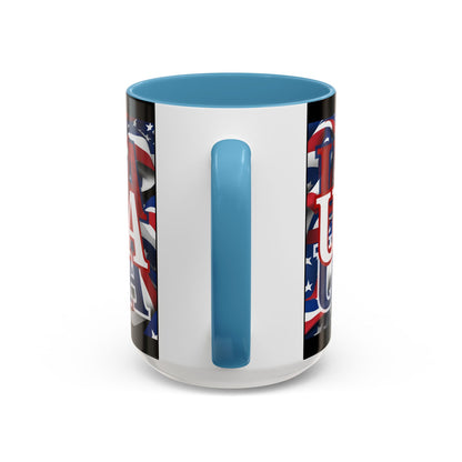 USA White font Center Patriot Black Accent Mug by theGreenDragonTavern.shop