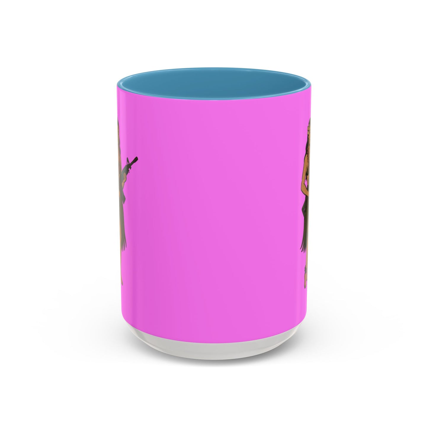 Hula Girl Packin' Heat Pink Accent Mug by theGreenDragonTavern.shop