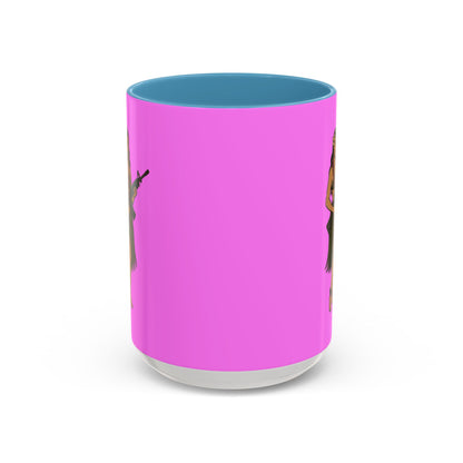 Hula Girl Packin' Heat Pink Accent Mug by theGreenDragonTavern.shop