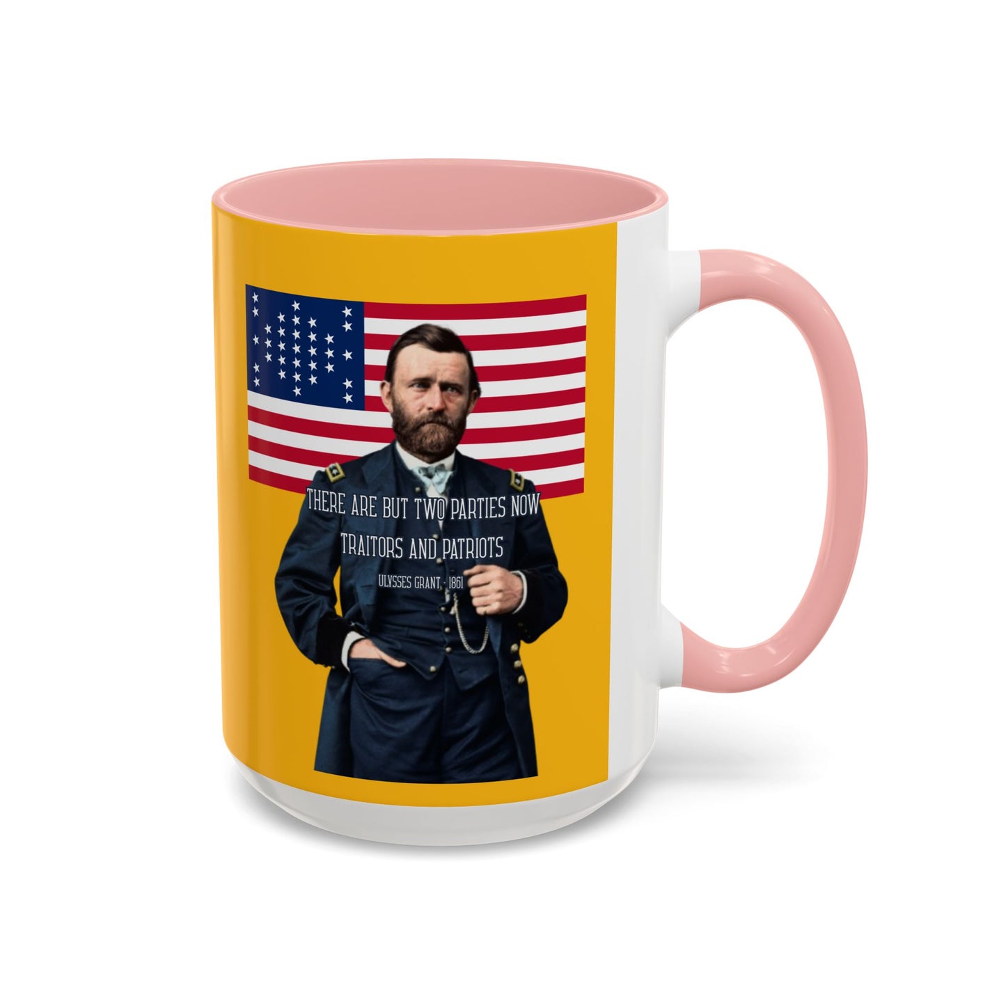 "Traitors and Patriots" Ulysses Grant Yellow Accent Mug by theGreenDragonTavern.shop
