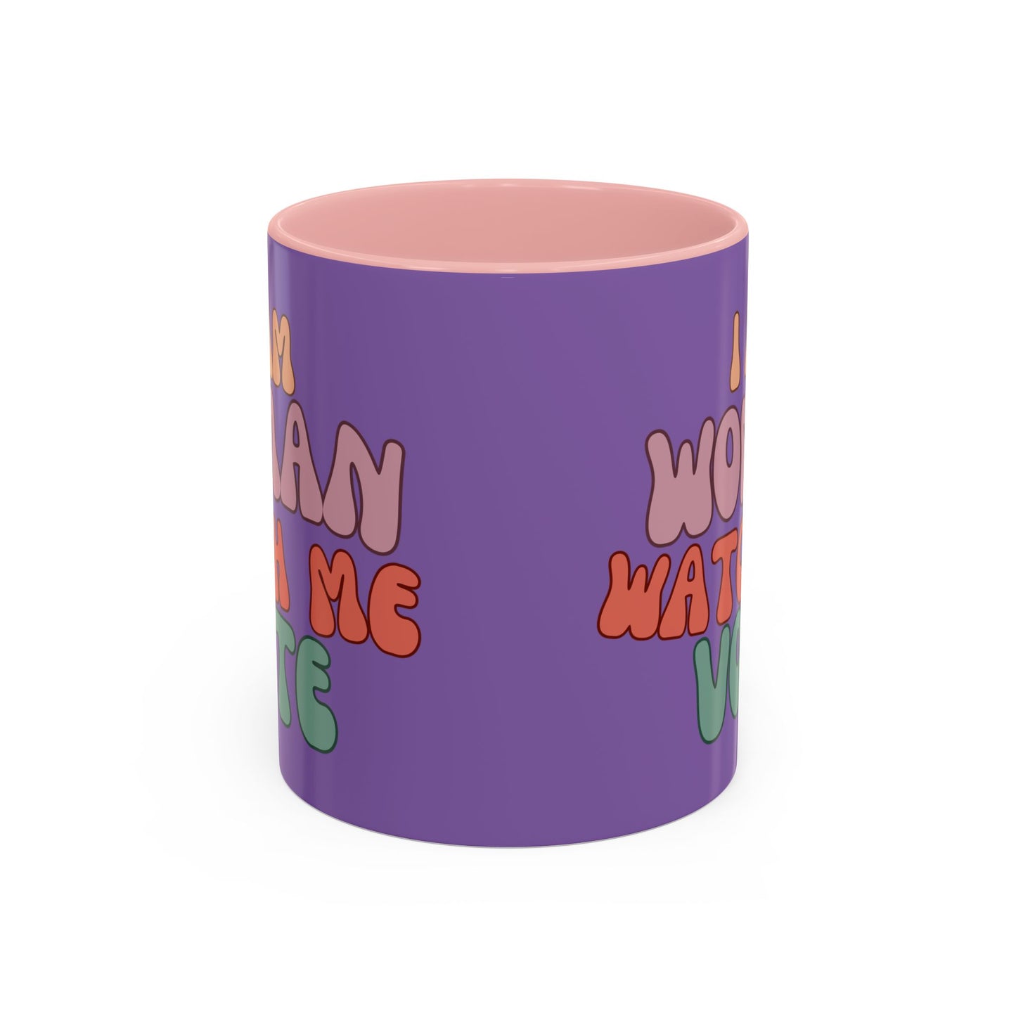 I Am Woman Watch Me Vote Light Purple Accent Mug by theGreenDragonTavern.shop