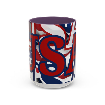USA! USA! USA Red font Patriot Black Accent Mug by theGreenDragonTavern.shop