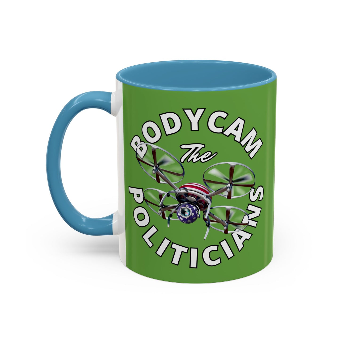 Bodycam the Politicians Drone Green Accent Mug by theGreenDragonTavern.shop