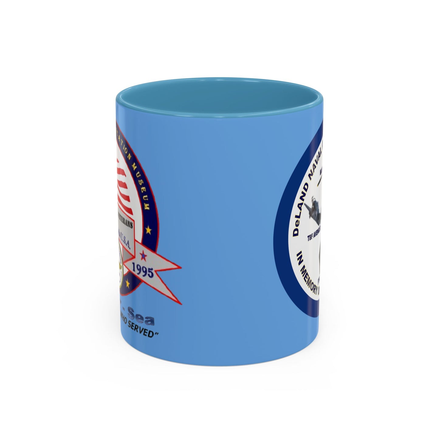 DNASM 2-sided, Founding & Student Art w/Navy Ring Light Blue Accent Mug by theGreenDragonTavern.shop