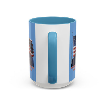Charlie Kirk, Healthy Debate Light Blue Accent Mug by theGreenDragonTavern.shop