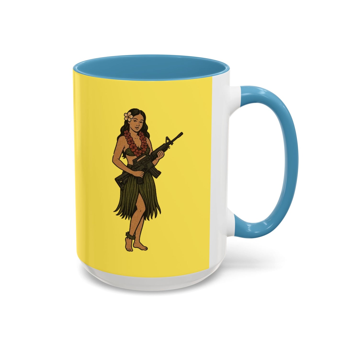 Hula Girl Packin' Heat Pineapple Accent Mug by theGreenDragonTavern.shop