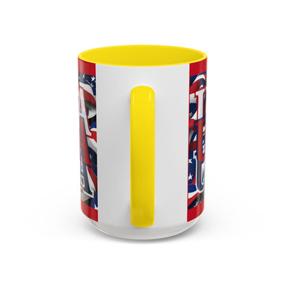 USA Red font Center Patriot Red Accent Mug by theGreenDragonTavern.shop