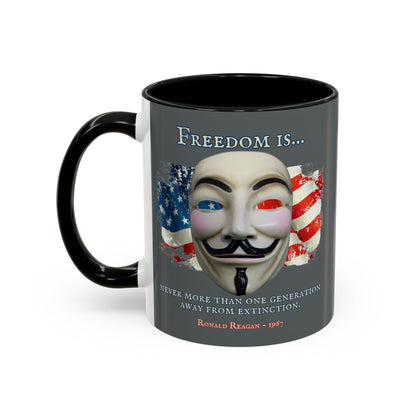 Ronald Reagan Freedom Vendetta Grey Accent Mug by theGreenDragonTavern.shop