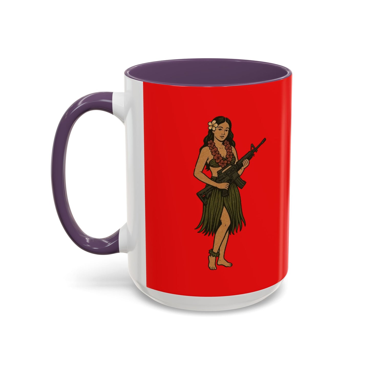 Hula Girl Packin' Heat Red Accent Mug by theGreenDragonTavern.shop