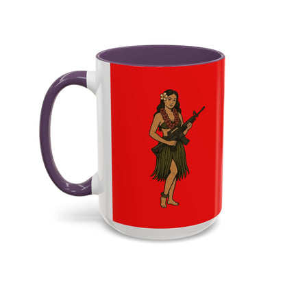 Hula Girl Packin' Heat Red Accent Mug by theGreenDragonTavern.shop