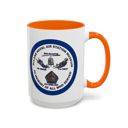 DNASM 2-sided, Founding & Student Art w/Navy Ring White Accent Mug by theGreenDragonTavern.shop