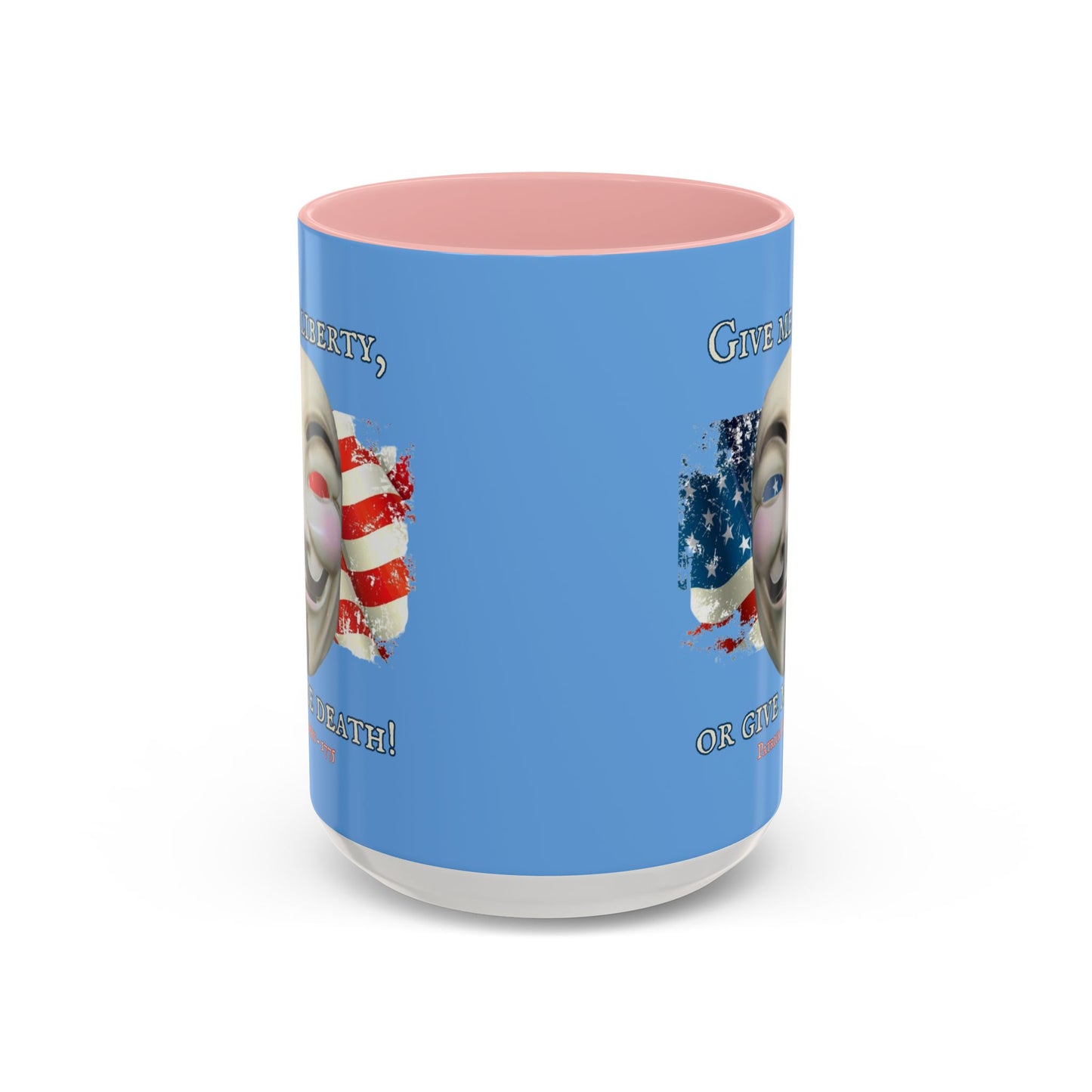Vendetta, "Give me liberty, or give me death!" Blue Accent Mug by theGreenDragonTavern.shop
