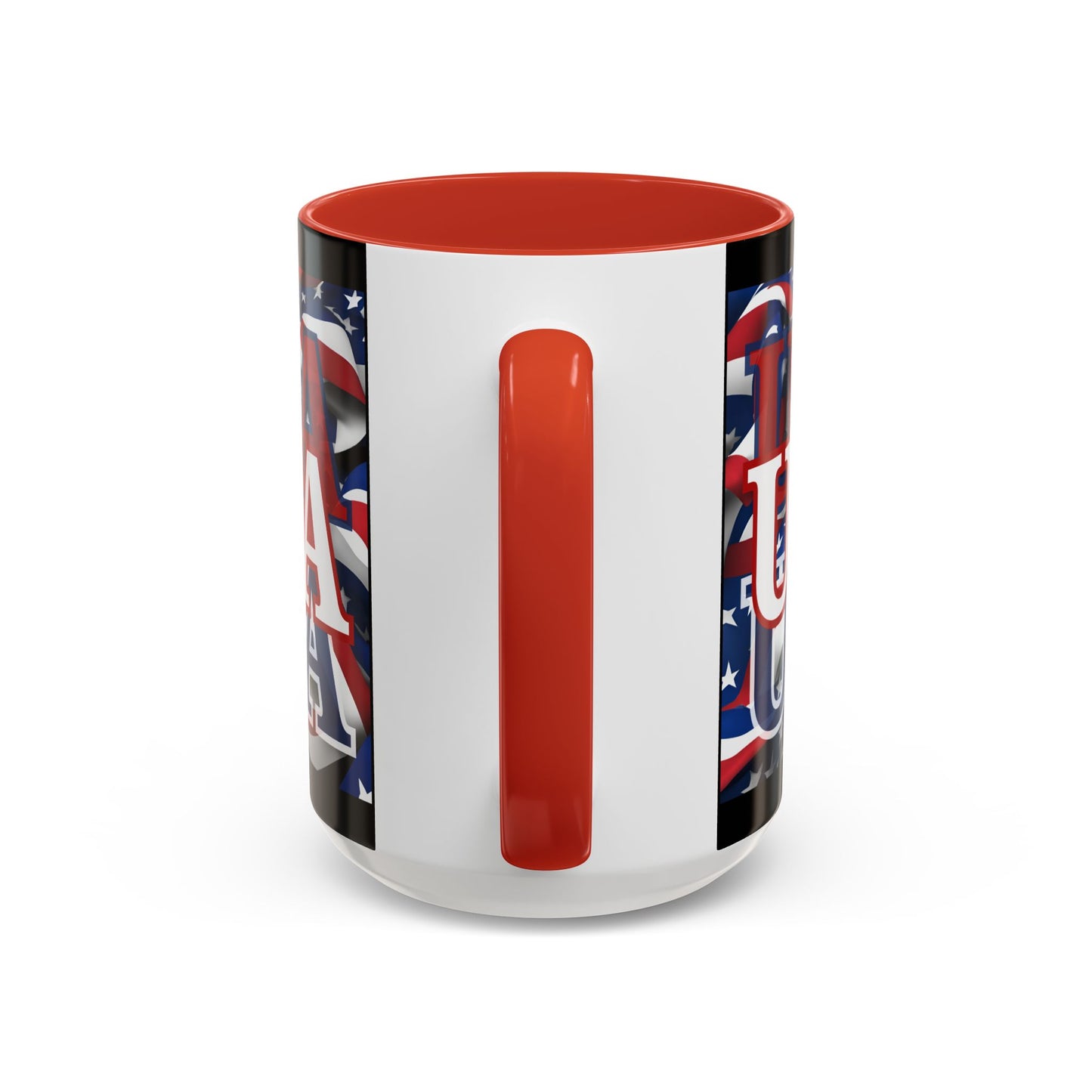 USA White font Center Patriot Black Accent Mug by theGreenDragonTavern.shop