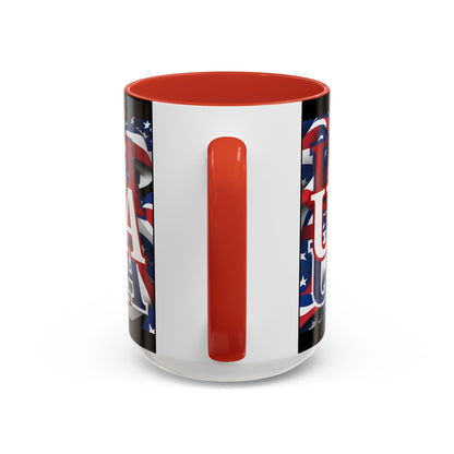 USA White font Center Patriot Black Accent Mug by theGreenDragonTavern.shop