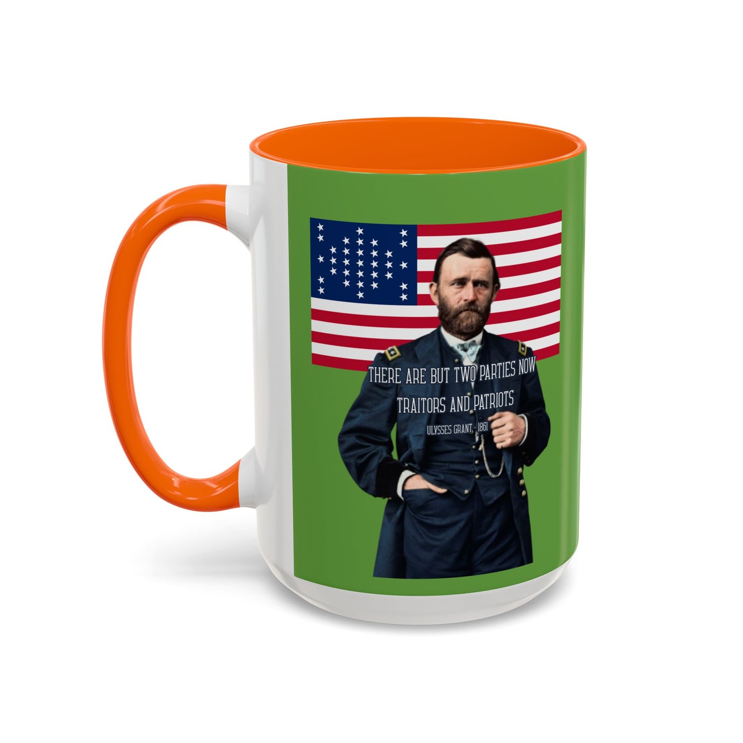 "Traitors and Patriots" Ulysses Grant Green Accent Mug by theGreenDragonTavern.shop