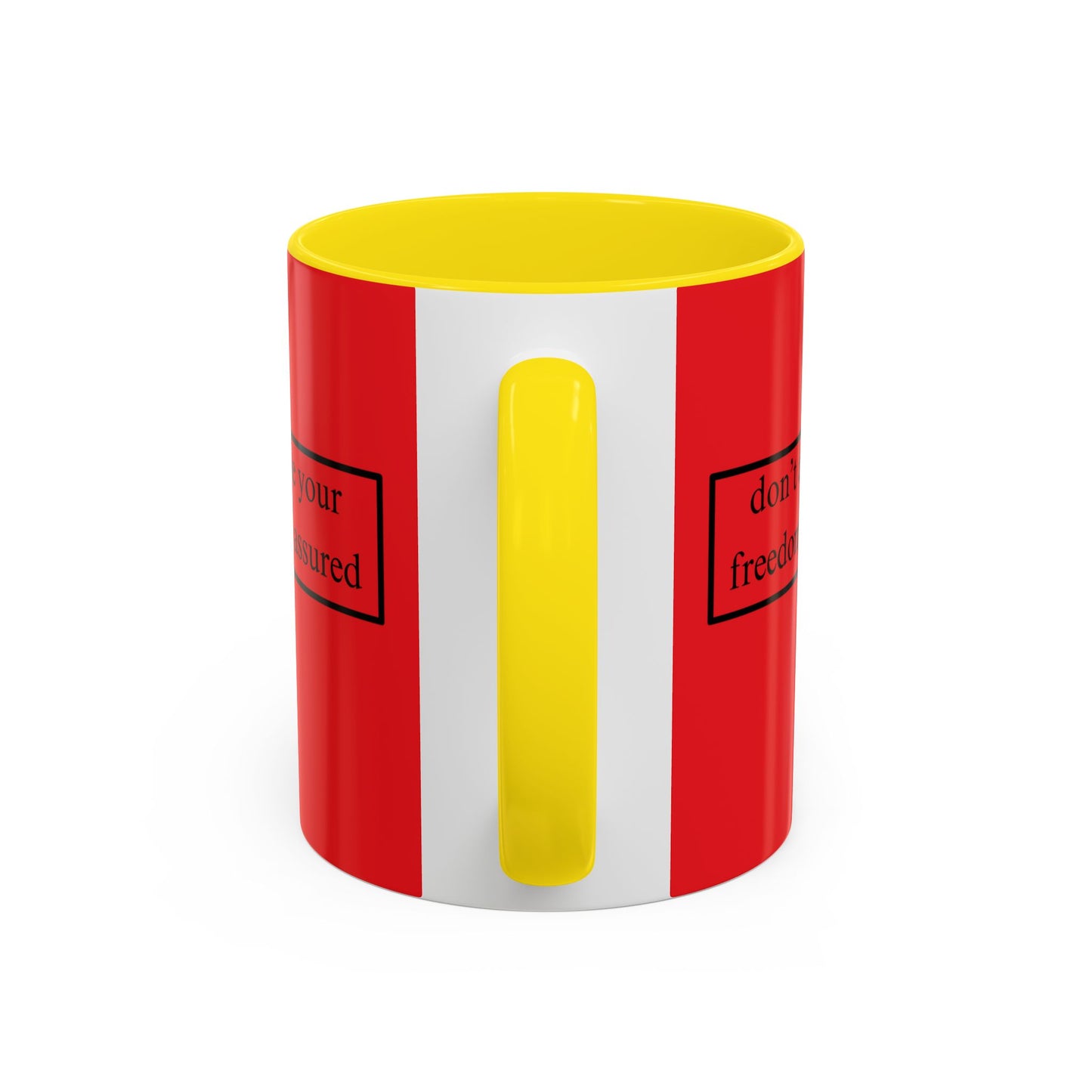 don't assume your freedoms are assured Black font Red Accent Mug by theGreenDragonTavern.shop