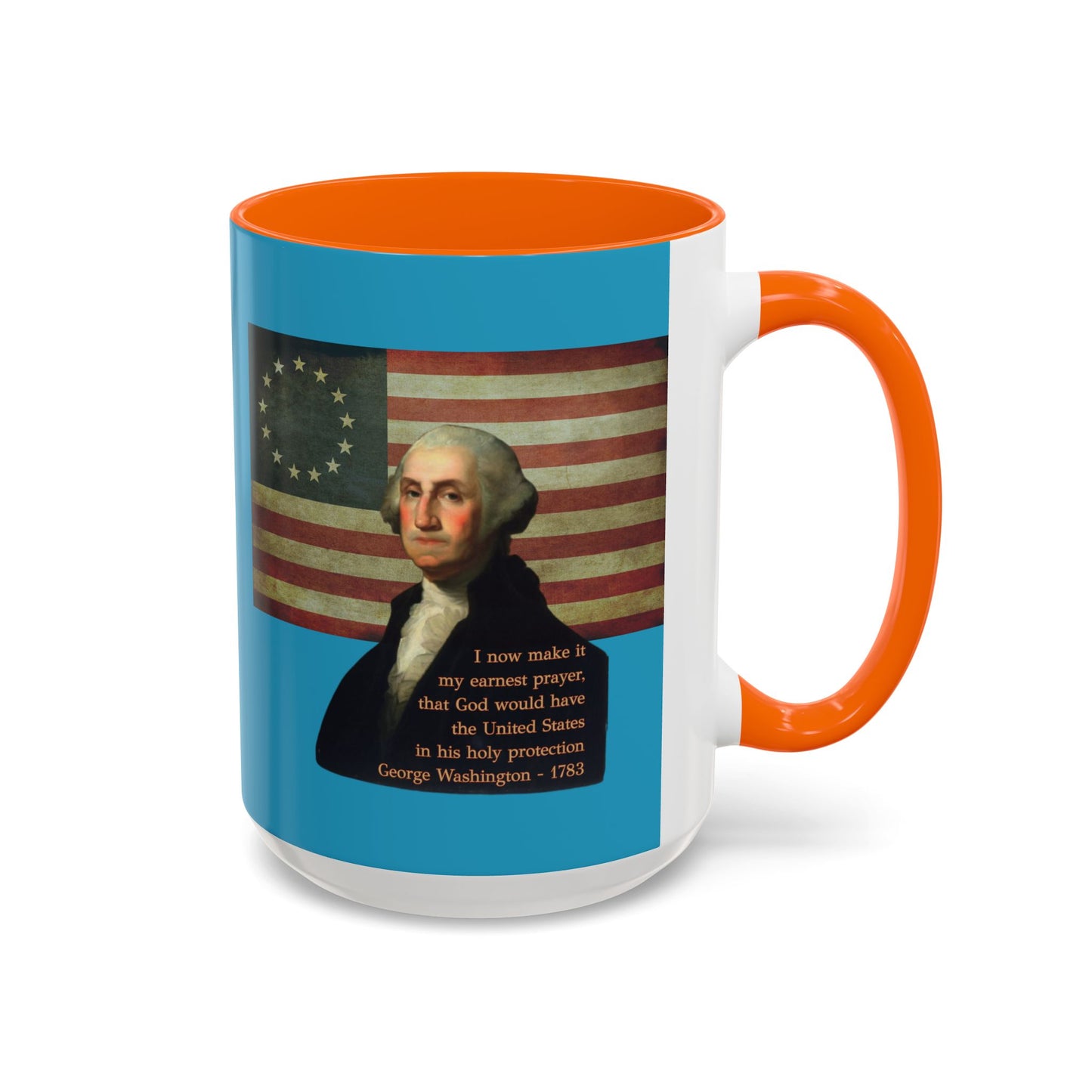 Washington's Earnest Prayer Turquoise Accent Mug by theGreenDragonTavern.shop