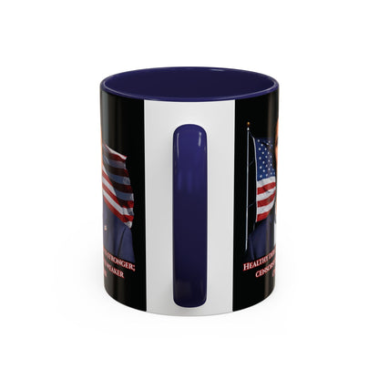 Charlie Kirk, Healthy Debate Black Accent Mug by theGreenDragonTavern.shop