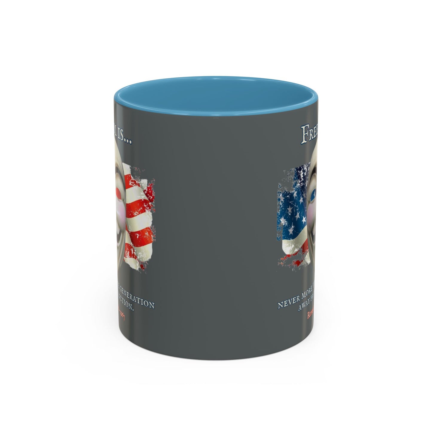 Ronald Reagan Freedom Vendetta Grey Accent Mug by theGreenDragonTavern.shop