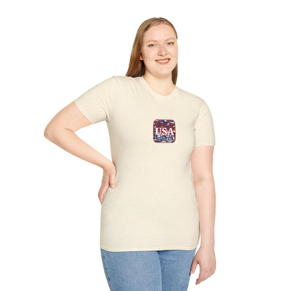 2-sided, Red WHITE and Blue USA Patriot Light colors Unisex T-Shirt by theGreenDragonTavern.shop