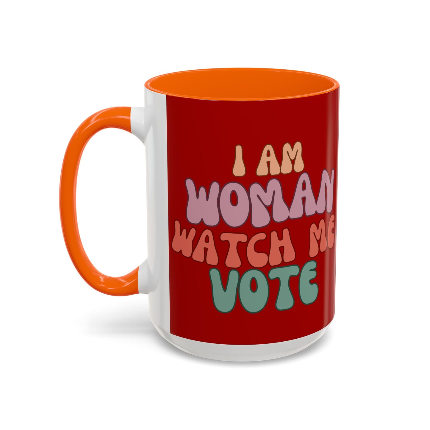 I Am Woman Watch Me Vote Red Accent Mug by theGreenDragonTavern.shop