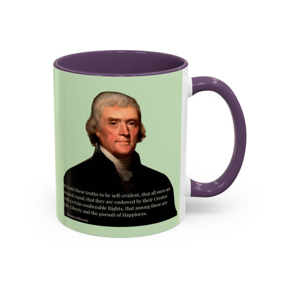 We hold these truths to be self-evident Light Green Accent Mug by theGreenDragonTavern.shop
