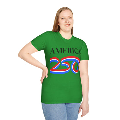 America 250 Black font, Dark colors, Unisex T-Shirt by theGreenDragonTavern.shop
