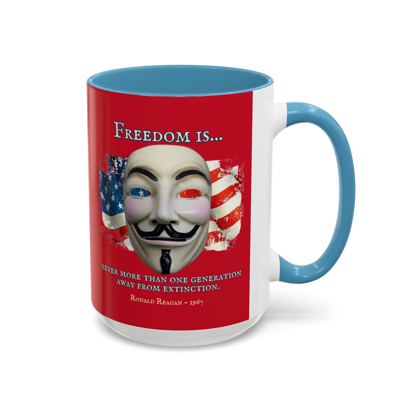 Ronald Reagan Freedom Vendetta Red Accent Mug by theGreenDragonTavern.shop