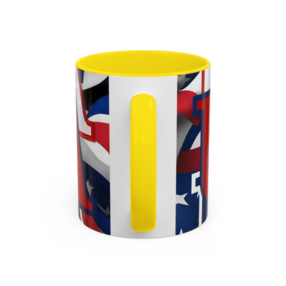 USA! USA! USA Red font Patriot White Accent Mug by theGreenDragonTavern.shop