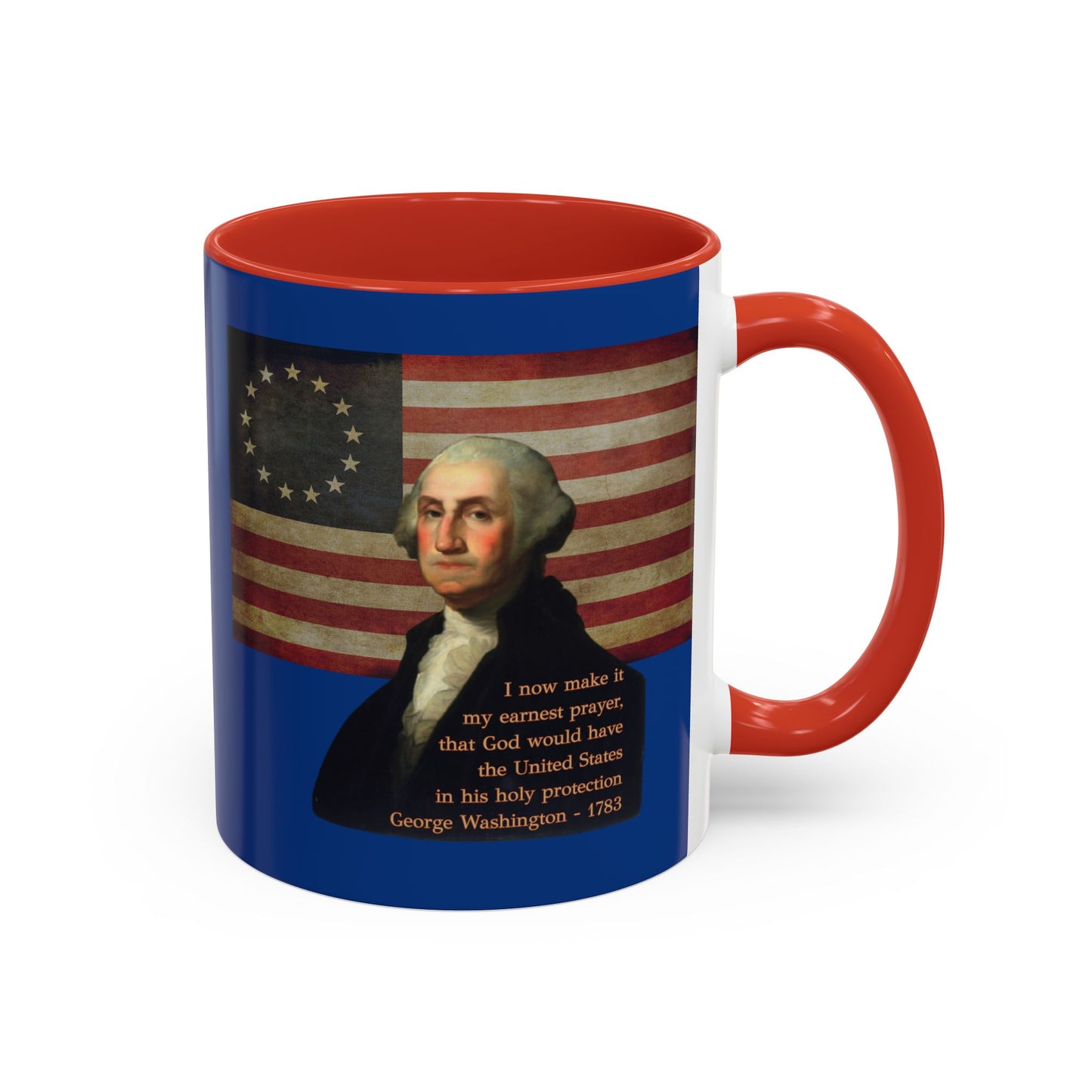 Washington's Earnest Prayer Dark Blue Accent Mug by theGreenDragonTavern.shop