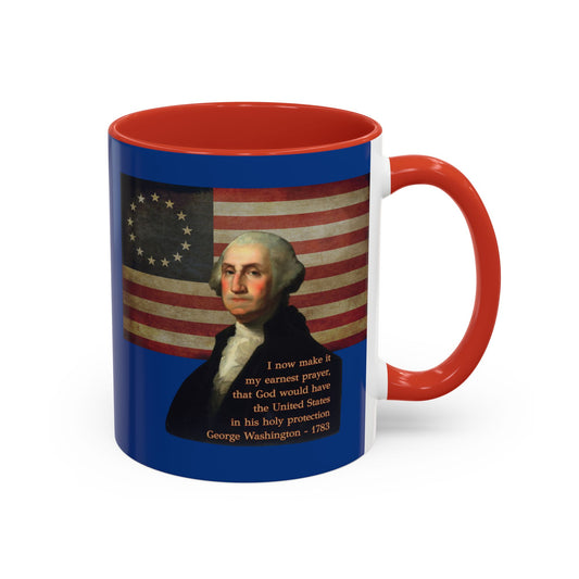 Washington's Earnest Prayer Dark Blue Accent Mug by theGreenDragonTavern.shop
