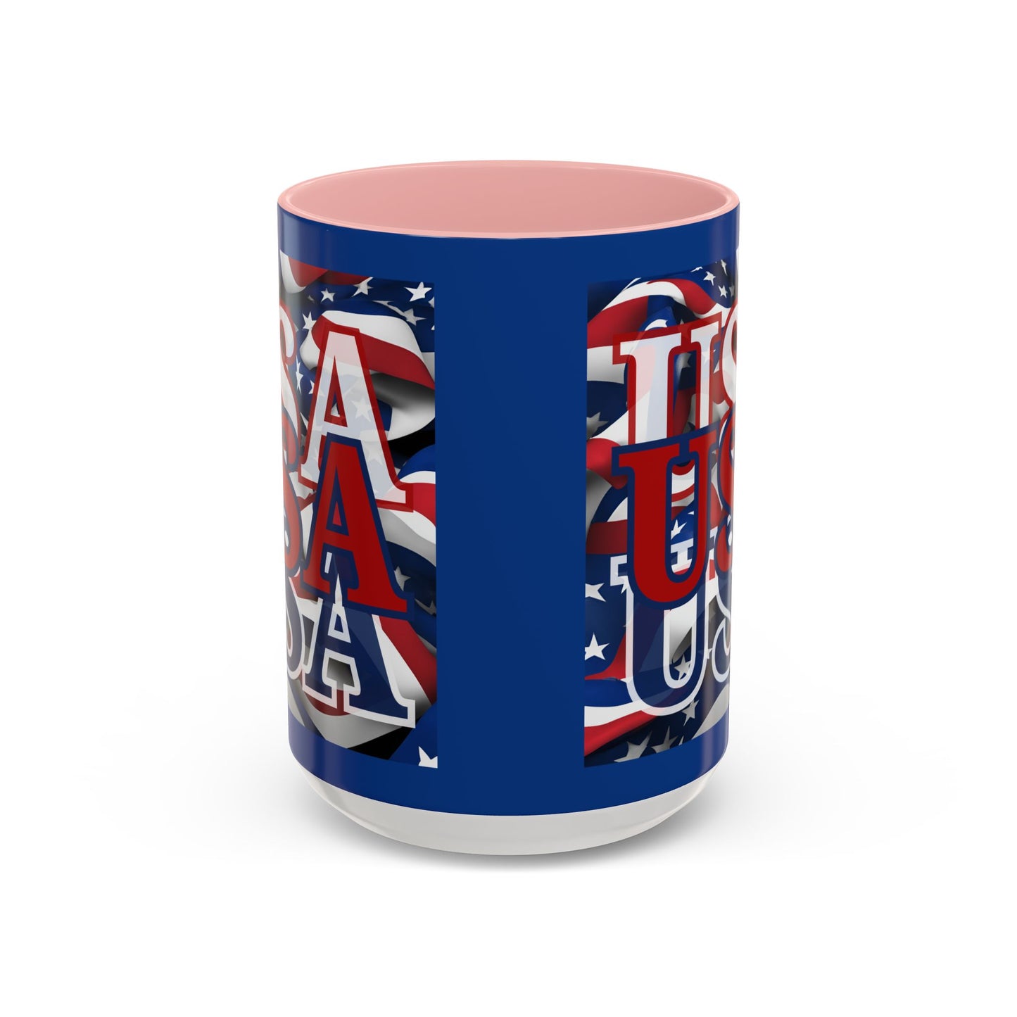 USA Red font Center Patriot Blue Accent Mug by theGreenDragonTavern.shop